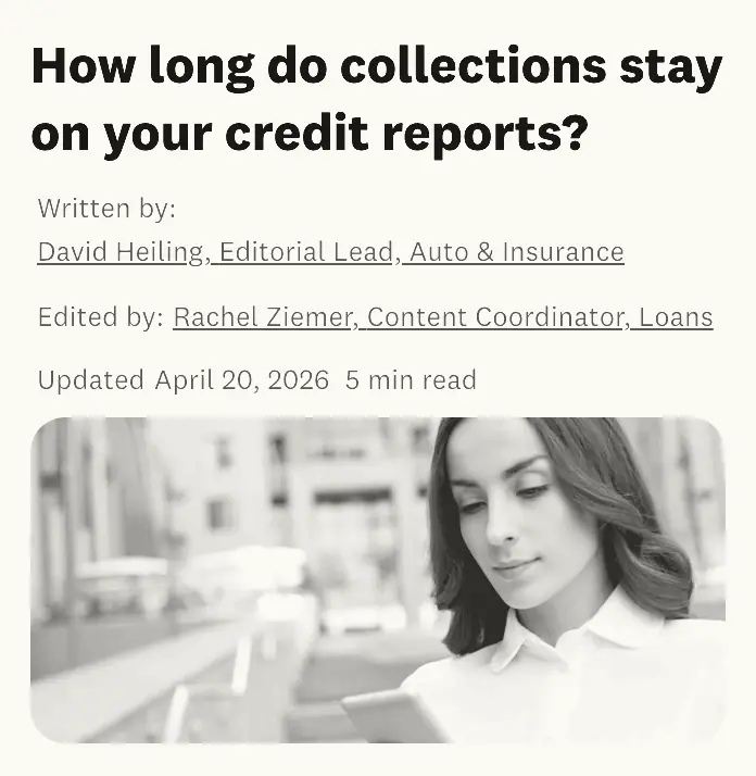 Clipping of the live page on creditkarma.com: the headline, the credit line “Written by David Heiling · Edited by Rachel Ziemer” and the date “Updated April 20, 2026”, above the article’s lead photo.